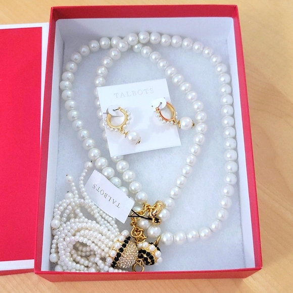 Talbots Pearl Earring and Necklace - Picture 1 of 6
